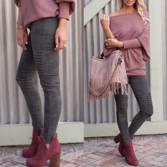 RUTHIE Suede Leggings - GREY - Picture 2 of 4